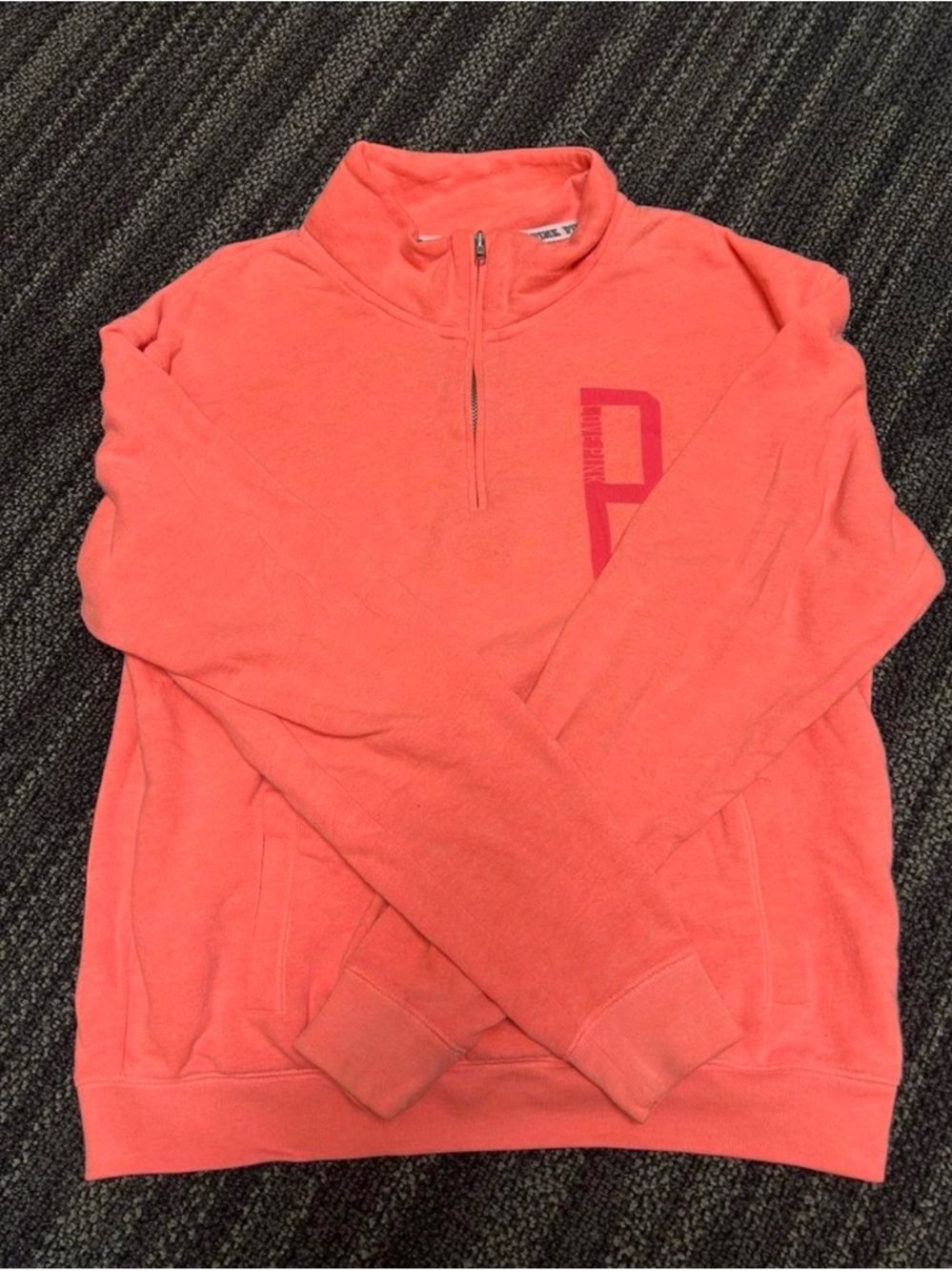 Half-Zip Coral Pullover with Subtle Logo